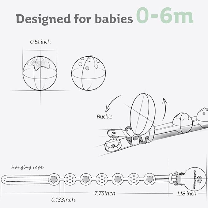 Cuddle Campus Silicone Pacifier Clip Holder with One Piece Design,Soft Flexible Binky Clips with Texture for Baby Boy and Girl Pack of 6 (0-6m)