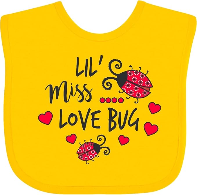 inktastic Lil Miss Love Bug with Lady Bug and Hearts Baby Bib