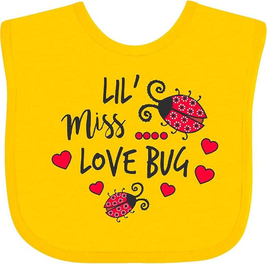 inktastic Lil Miss Love Bug with Lady Bug and Hearts Baby Bib