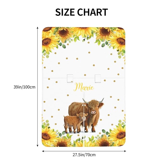 Personalized Baby Car Seat Canopy for Babies, Custom Name Car Seat Covers for Baby Girl, Sunflower Cow Opening Minky Nursing Breastfeeding Cover for Infant, Carseat Canopies for Newborn