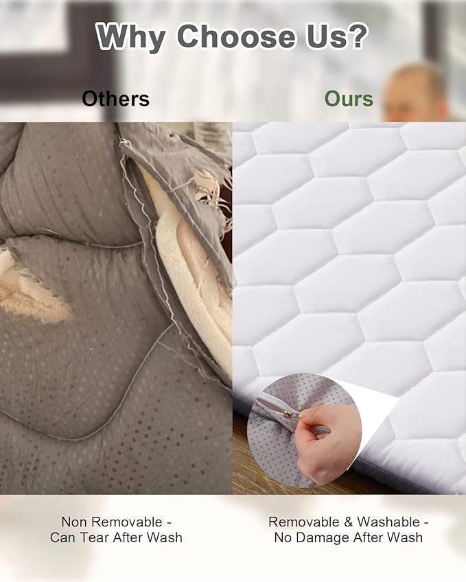 TINYHARBO Premium Foam Baby Play Mat 50" x 50" with Removable Cover, Extra Thick Padding Playpen Mat, Non-Slip Floor Mat, Stylish & Easy to Clean for Crawling Baby, Infants & Toddlers, Grey
