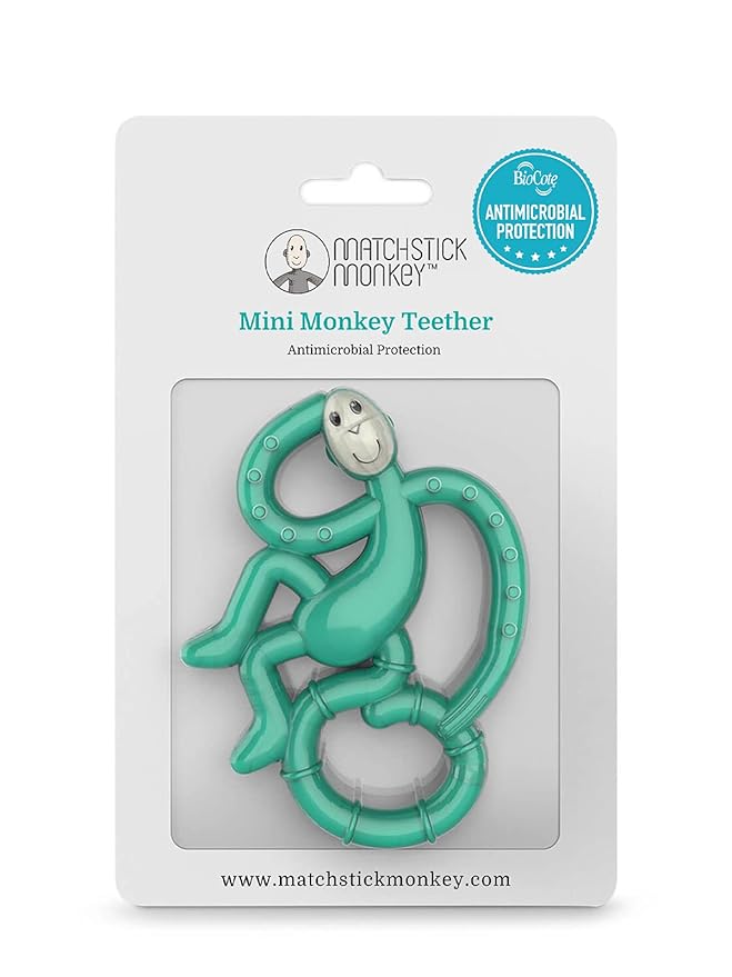 Matchstick Monkey Silicone Mini Teether & Gel Applicator – Silicone Baby Teether, Easy-to-Grip, BPA-Free, Supports Self-Soothing & Early Brushing, 3 Months+, 4 Inches, Green