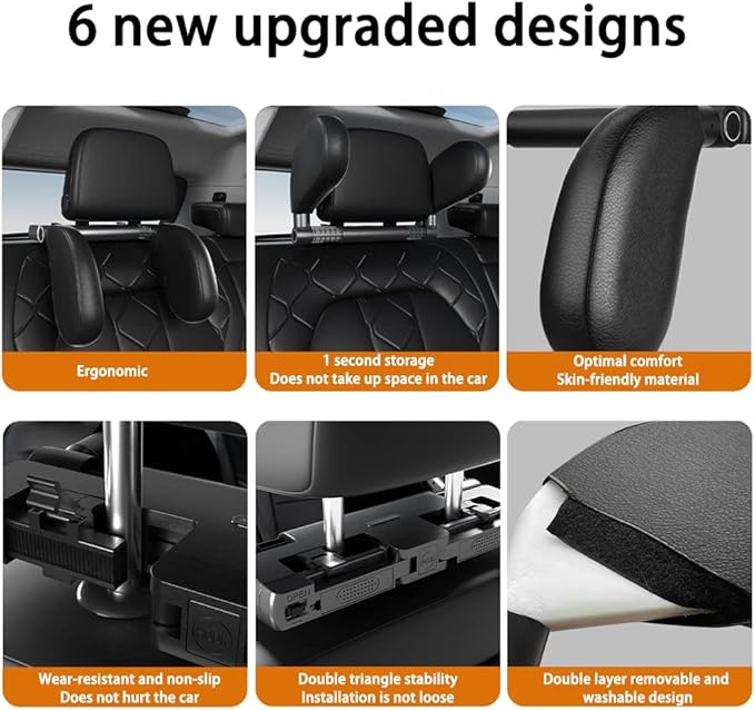 Car Headrest Pillow,Memory Foam Car Neck Head Pillow Adjustable Sleeping Pillow Neck Head Rest Cushion Head Resting Neck Support for Travel Sleeping