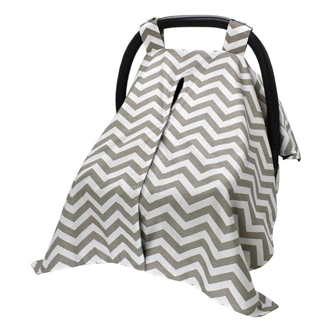 2 in 1 Carseat Canopy and Nursing Cover Up with Peekaboo Opening | Large Infant Car Seat Canopy for Girl or Boy | Best Baby Shower Gift for Breastfeeding Moms | Chevron Pattern