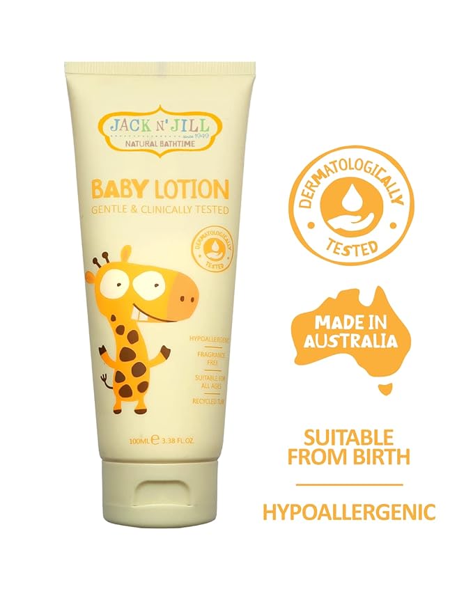 Jack N' Jill Natural Bathtime Baby Lotion - Fragrance Free Baby Lotion, Hypoallergenic, Dermatologically Tested, Unscented Body Lotion, Baby Lotion for Newborns, Vegan - 100 mL (Pack of 1)