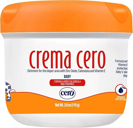 Crema Cero Diaper Rash Cream for Baby with Zinc Oxide and Calendula – High-Strength Diaper Cream for Quick Relief and Protection – Hydrating and Soothing Baby Balm – Calendula 3.9 oz