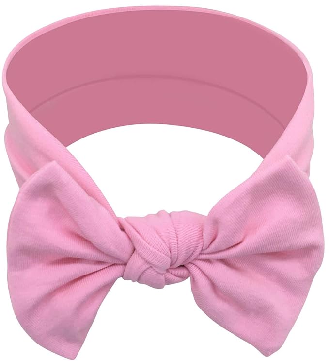 Baby Girl Headbands 0–6 Months – Newborn Infant Soft Cotton Handmade Bow Headband, Stretchy No Mark Baby Hair Accessories (Pink, 0-6 Month)