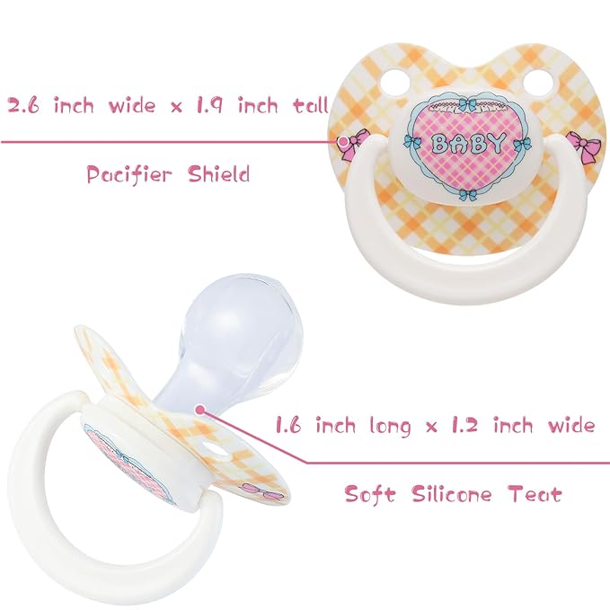 Cute Adult Size Pacifier: Big Shield Paci for Anxiety - Pretty Soft Silicone Nipple for Sleep - Butterfly Bows Large Binky for Autism with Case