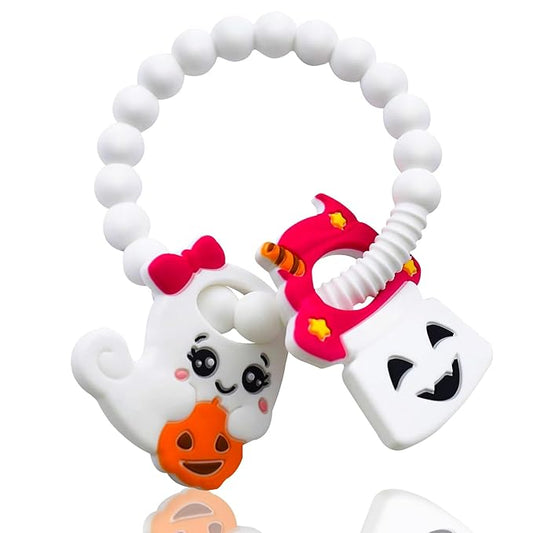 My First Halloween Baby Teething Toy and Llama Silicone Baby Teether Set- Spooky Toddler Teethers, Pumpkin Rattle, Ghost Teether(2 Pieces)