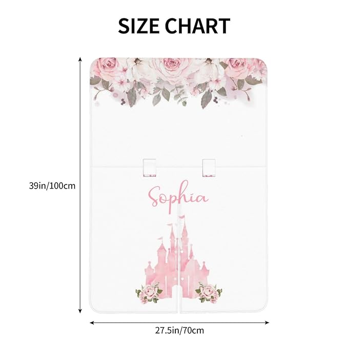 Custom Baby Car Seat Canopy with Name, Personalized Stroller Baby Car Seat Covers for Girls, Minky Nursing Carseat Cover for Breastfeeding, Car Seat Canopies for Infant Newborn(Floral Castle)