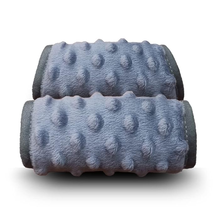 DODO NICI car seat Strap Cover for Baby, seat Belt Cover Cushion, Belt Pads fit Baby Carrier/Pushchair/Stroller, Cozy Peace Dotted Minky, Solid Grey