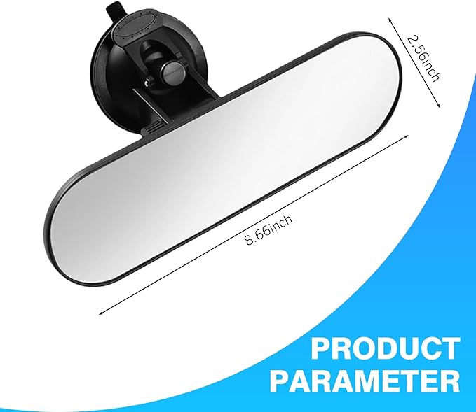 Rear View Mirror, Larger and Wider Enlarged Vision HD Glass Mirror, Anti-glare Multifunctional Rear Seat Baby Observation Accessories with Suction Cup, for Most Cars Trucks (White)