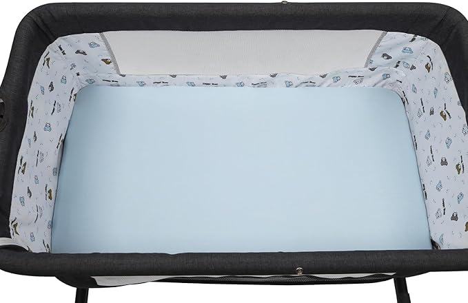 Pack n Play Sheet Stretchy Fitted Portable Mini Crib Sheets Set 2 Pack,Playard Sheets Convertible Playard Mattress Cover,Ultra Soft Jersey Material, Light Blue & Dinosaur