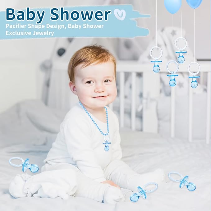 36 Pieces Acrylic Pacifiers for Baby Shower Games Boy, 2.5'' Baby Shower Pacifiers, Bulk Pacifier for Hunt Games, Gender Reveal Table Scatter, Party Favors Decoration(Blue)