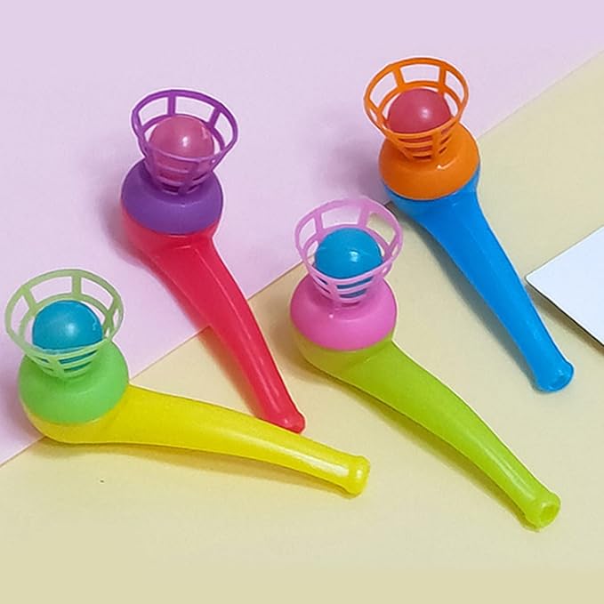 Suspended Blowing Pipe Floating Ball Children Training Floating Blowing Ball Plastic Balls Toy for Kids Floating Blow Pipe Ball