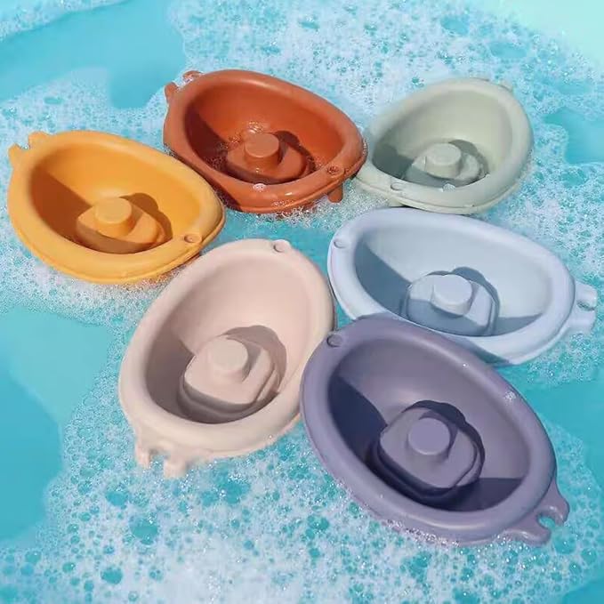 Baby Bath Toy Stackable Infant Bathtub Toys Stacking Floating Boat Train with Animal Finger Puppets Bath Toy Silicone Hand Puppet Educational Beach Toys for Babies Toddlers Party Favors