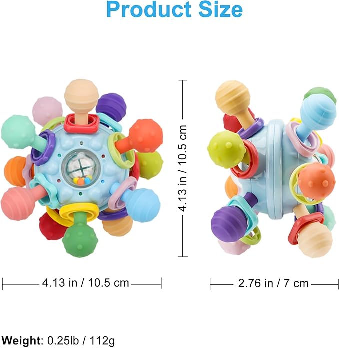 TOHIBEE Baby Montessori Sensory Teething Toy + Baby Teething Ring for 0-6 6-12 Months