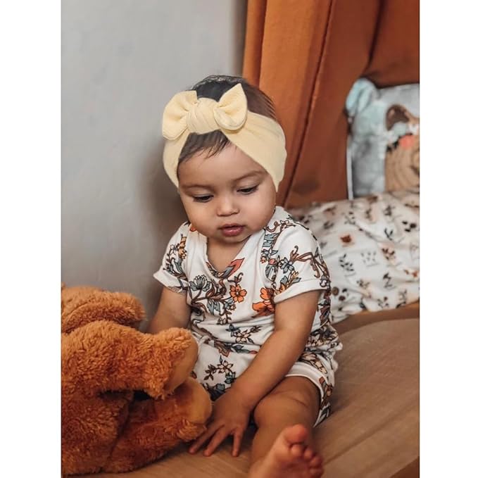 JIAHANG Baby Bows Turban Knotted Head Wraps Hair Bow Headbands Stretchy Hair bands 9PCS for Newborn Infant Toddlers Girls (QYB9197)