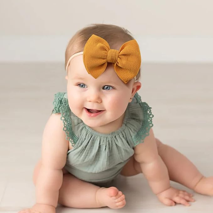 yoyokid 12 PCS Hairband with Baby Girl Bows Soft Nylon Baby Headbands and Bows Hair Accessories for Newborn Infant Toddlers Kids