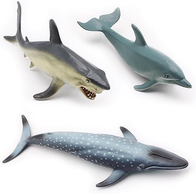 Gemini&Genius Whale Shark Animals Action Figure Toys for Kids (Dolphin, Tiger Shark, Whale Shark)