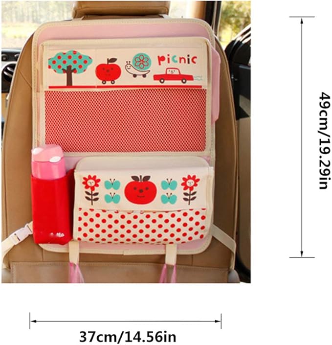 Cute Cartoon Car Backseat Organizer Auto Car Foldable Table Tray Seat Back Storage Bag Organizer for Baby Kid