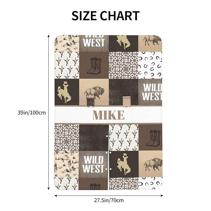 Personalized Baby Car Seat Canopy for Babies, Custom Name Car Seat Covers for Boys, Opening Minky Nursing Breastfeeding Cover for Infant, Carseat Canopies for Newborn (Western Cowboy)