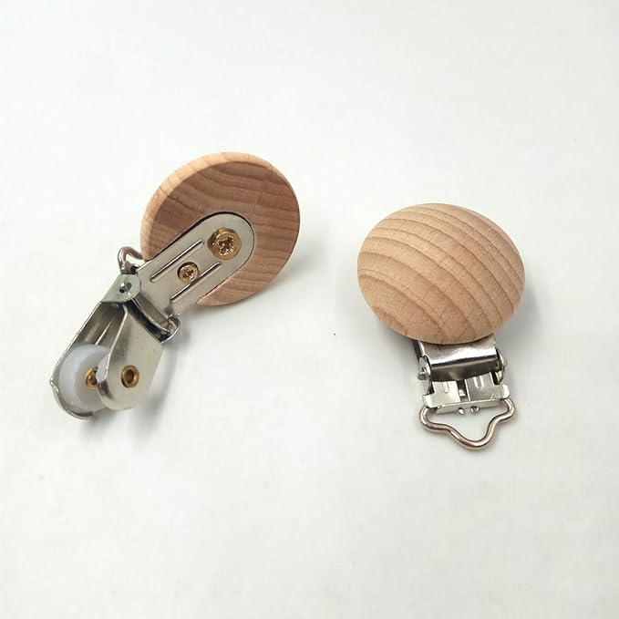 Natural Beech Wood Pacifier Clips Grasping Toy Suspender Clips Charm DIY Wood Pacifier Clip Holder Accessories (3cm withouthole)