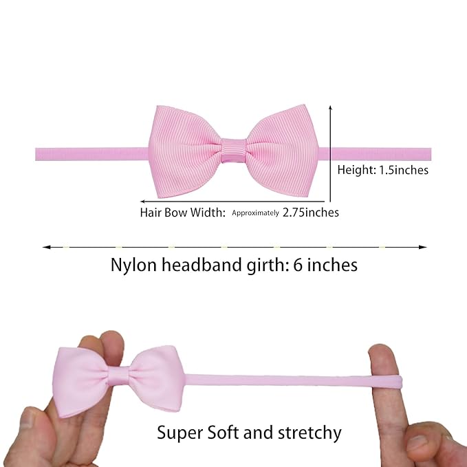 CÉLLOT 40 Colors Baby Bow Headbands 2.75" Hair Bows Super Soft Nylon Headbands for Baby Girls Infants preemie and Newborn Kids Hair Accessories