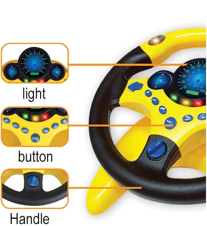 sesil Kids Electric Early Education Simulation Steering Wheel Toy Multifunctional High Simulation Car with Music and Light Pretend Driving Toy for Toddlers