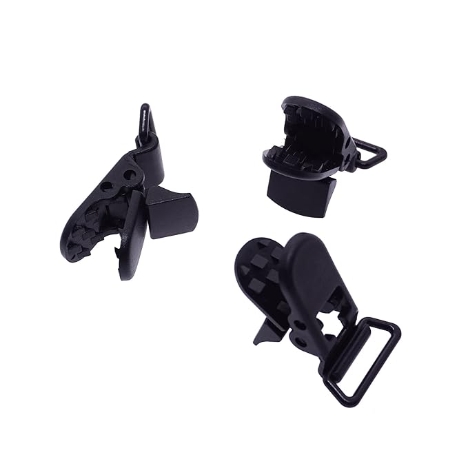 25Pcs Pacifier Clips Holders Suspender Mitten Binky Clip for DIY Dummy Chain Baby Blankets Bib Holder Suit for 20mm Ribbon (Black)