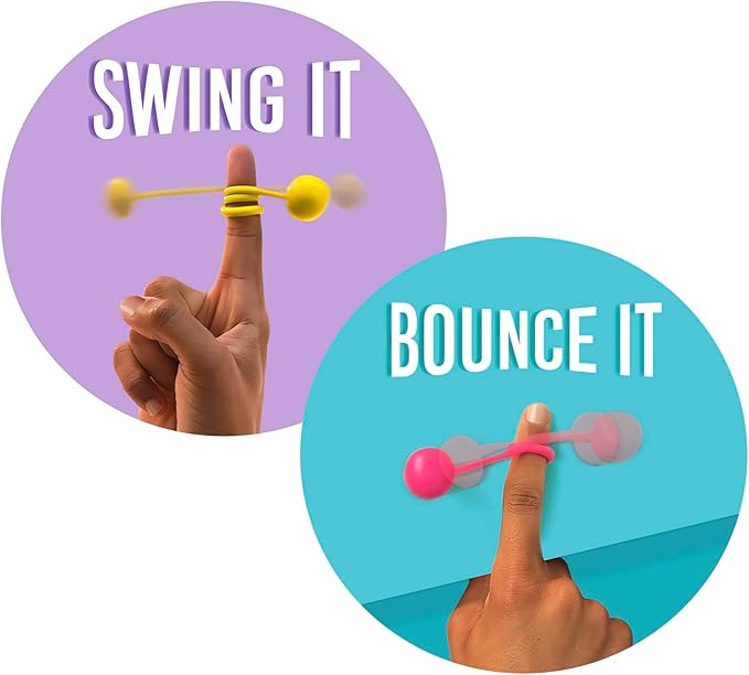 Simba 105952679 Bounzyball Double Pack, 3 Assorted Designs, Only One Item Delivered, Rubber Trickball with Rubber Cord and Finger Loop, Diameter: 2.5 cm, from 5 Years