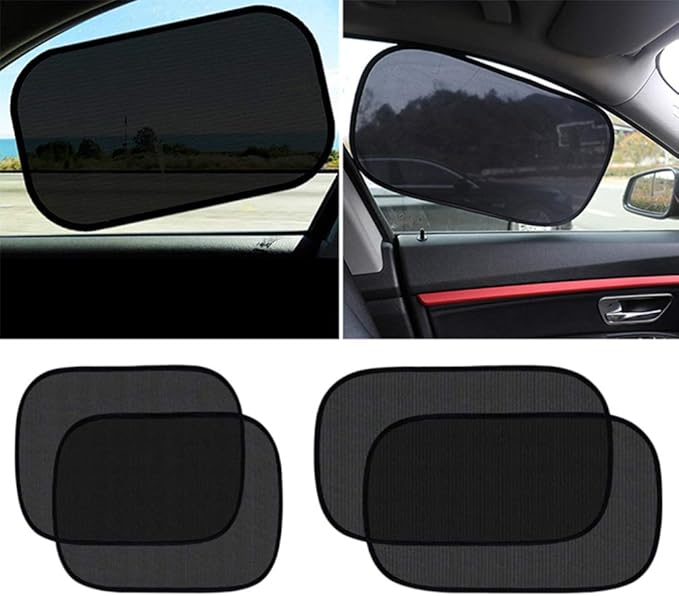 Wakauto 4pcs Car Window Sunshade Static Cling Shade for Back Seat Uv Protection and Sun Compatible Vehicles Black