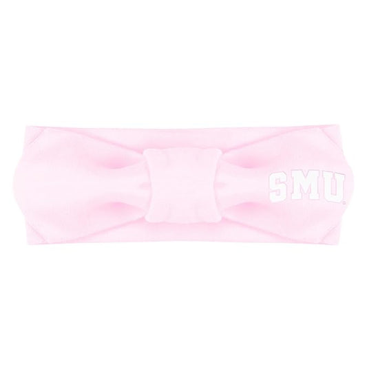 Creative Knitwear SMU Mustangs Infant Girls Pink Solid Hair Knot Headband Embroidered Logo - Size Newborn - 4T