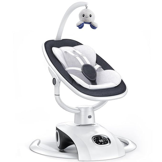 VaVaSoo Electric Baby Swing for Infants Mamroo 6 Motion Automatic Newborn Baby Rockers for Girl & Boy with Remote Control, 5 Speed, 13 Melodies, Dark Gray