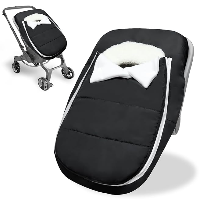 Car Seat Cover Baby Winter, Waterproof Carseat Covers Newborn Boy, Windproof Infant Car Seat Cover Warm & Breathable Use Universal Black