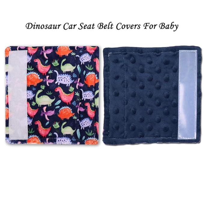 Dinosaur Car Seat Belt Covers for Baby, Toddlers Stroller Seat Strap Covers, Car Seat Straps Shoulder Pads for Girls Boys, Minky Seat Belt Protectors for Car Seats, for Kids Newborn Infants