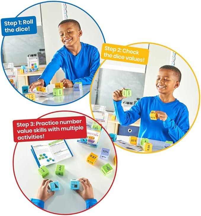 hand2mind Multiple Representation Equivalency Dice Set, Fraction Equivalency, Foam Cubes for Classroom, Decimal Manipulatives, Educational Toys for Elementary Kids, Math Teacher Supplies