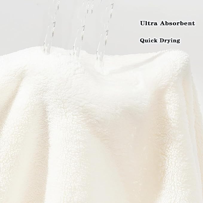 Baby Hooded Bath Towel 31.5"x31.5" Ultra Absorbent Soft Coral Fleece, for Newborn Infant Toddler Up to 3 Years, Unisex Bathrobe Blanket for Boys & Girls 2PCS(Snow-White)