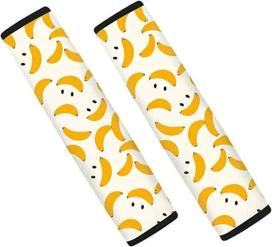 Car Seat Belt Cover Soft Car Safety Seat Belt Strap Shoulder Pad for Women Men 2 Pack for Adults Child Interior Decor Banana Smile Print