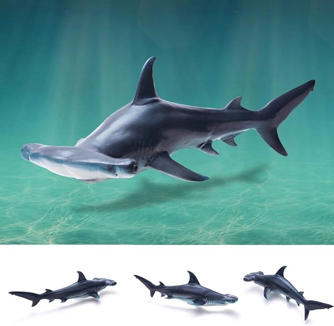 Gemini&Genius Great White Shark Hammerhead Shark Toy Set - Sea Animal Action Figure Ocean Model Toy Set -10 Inches Length -Educational, Role Play, Swim, Bath and Collectors for Kids