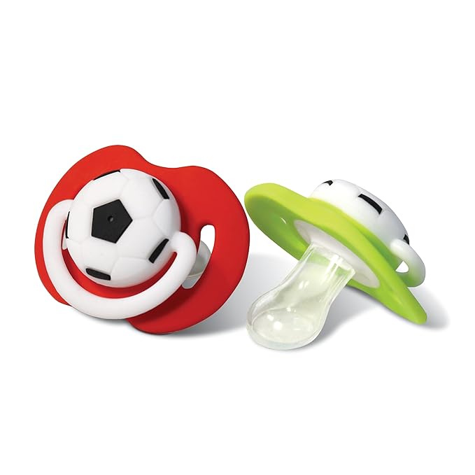 RaZbaby Soccer Pacifier - BPA-Free Silicone Orthodontic Nipple, Ideal for Soccer Lovers, 0-36 Months - 2-Pack Soccer