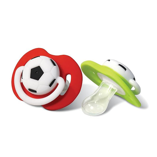 RaZbaby Soccer Pacifier - BPA-Free Silicone Orthodontic Nipple, Ideal for Soccer Lovers, 0-36 Months - 2-Pack Soccer