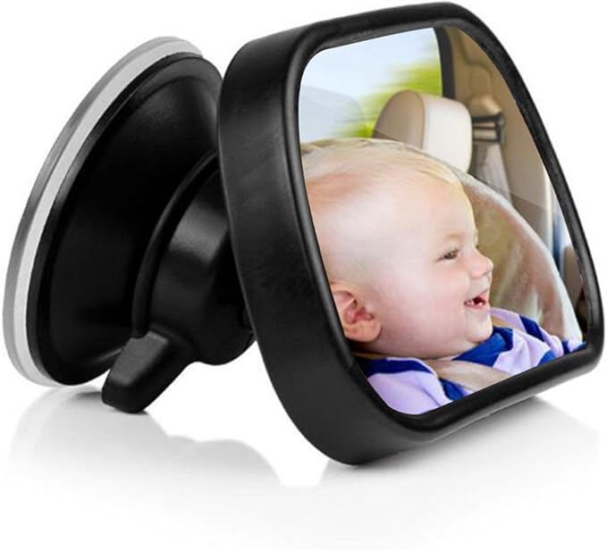 Car Interior Accessories, Universal Adjustable Car Rear Seat View Mirror Child Safety with Clip Sucker Car Decoration Gift, Black