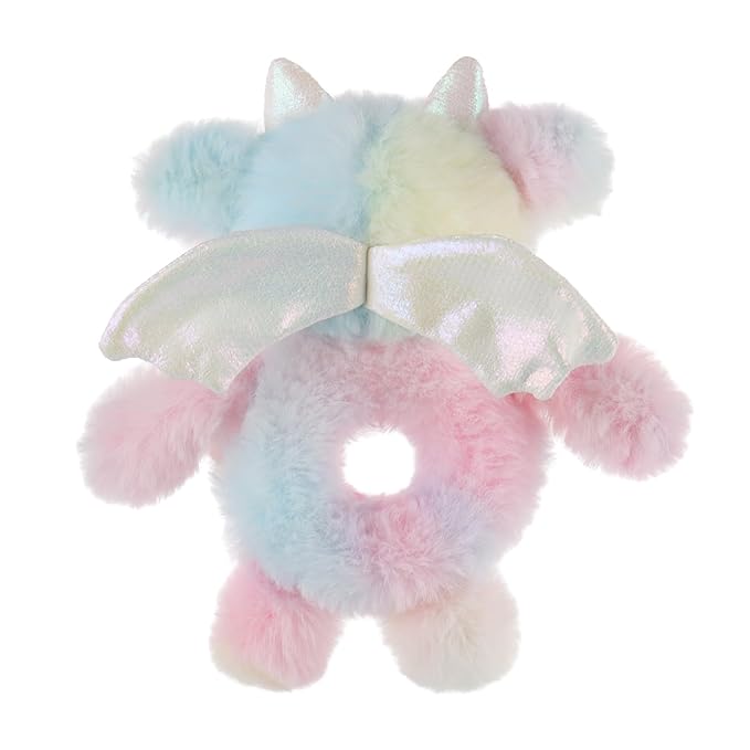 Apricot Lamb Colourful Dragon Soft Baby Rattle for Boys and Girls, Plush Stuffed Animal Rattle Toy Lovey for the Newborn, 0-3 Months, 0-6 Months and Above