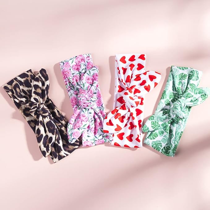 Cinaci 12 Pack/6 Set Floral Print DIY Parent-child Mom Mum Mommy and Me Baby Girl Toddlers Rabbit Ear Bow Headbands Hair Accessories