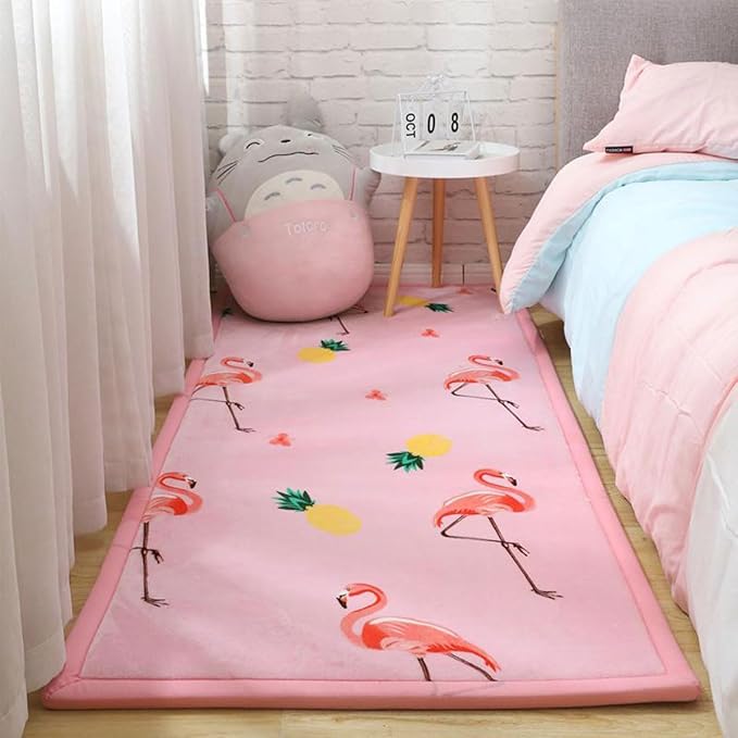 Play Crawling mat for Nursery Baby, Extra Soft Activity Floor Mat for Kids Playroom Bedroom-Pink Bottom Flamingo-120 * 120cm