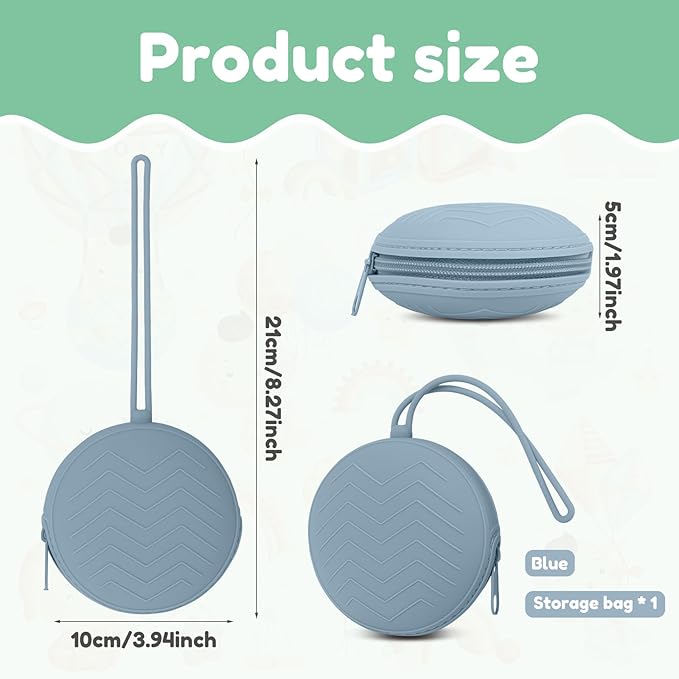 Silicone Pacifier Holder Case, Portable Leakproof Design Baby Pacifier Storage Case, Newborn Baby Silicone Pouch for Boys & Girls, Easy Clean (Blue)