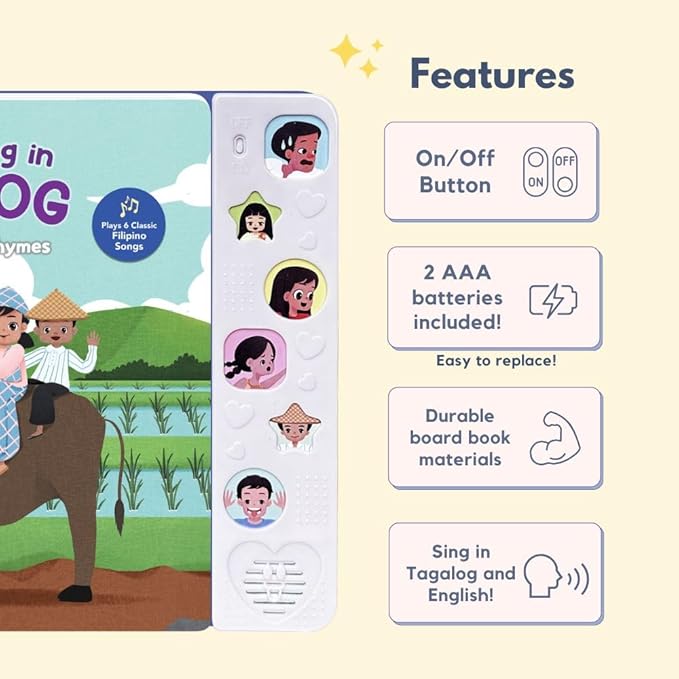 I Love to Sing in Tagalog: Nursery Rhymes, Press and Play Interactive Song Book, Tagalog for Toddlers, Tagalog Baby, Books for Children, Tagalog Kid Books