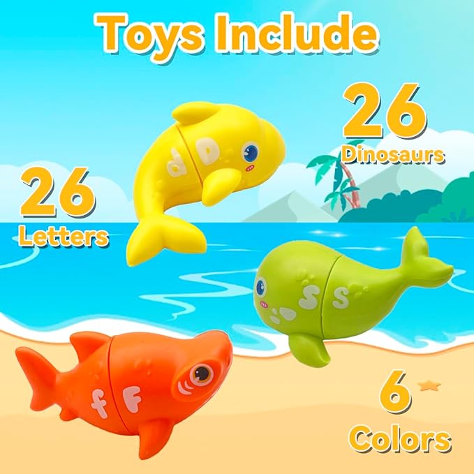 Alphabet Learning Toys, Sea Animals Color Matching Letter Game for Toddlers,Montessori Fine Motor Skills Preschool Learning Toys for 2 3 4 Years Old (26Pcs Ocean Animals)