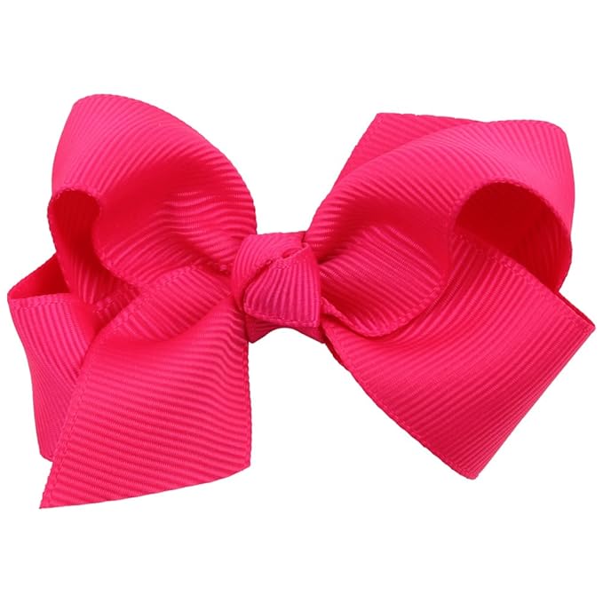 3 Inch Baby Girl Hair Bows Boutique Hair Clip Teens Toddlers Hairpin Headwear - Set of 2 (Rose)